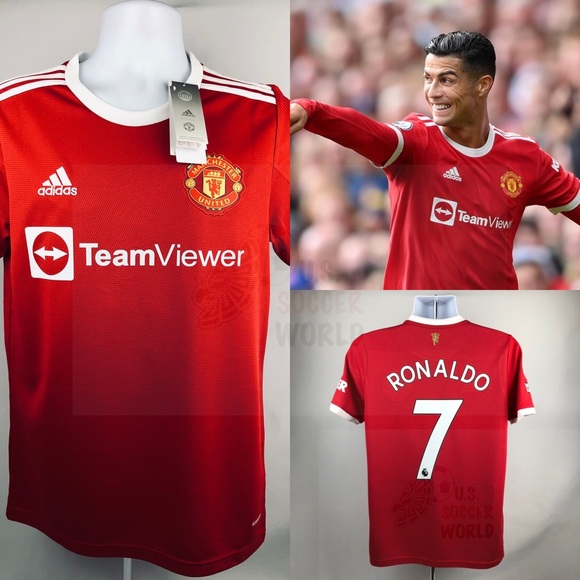 Cristiano Ronaldo #7 Manchester United 2021 Home Soccer Jersey Man U - Picture 1 of 16